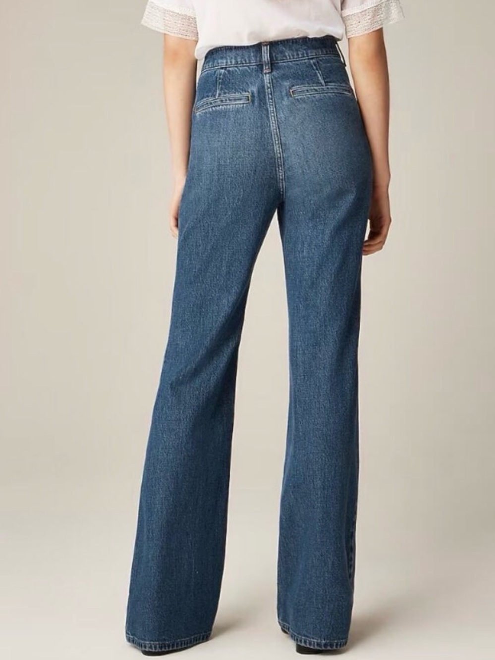 J. CREW • 96 FLARE High-Rise Patch Pockets Wide-Leg Jeans in Blue - Picture 3 of 9